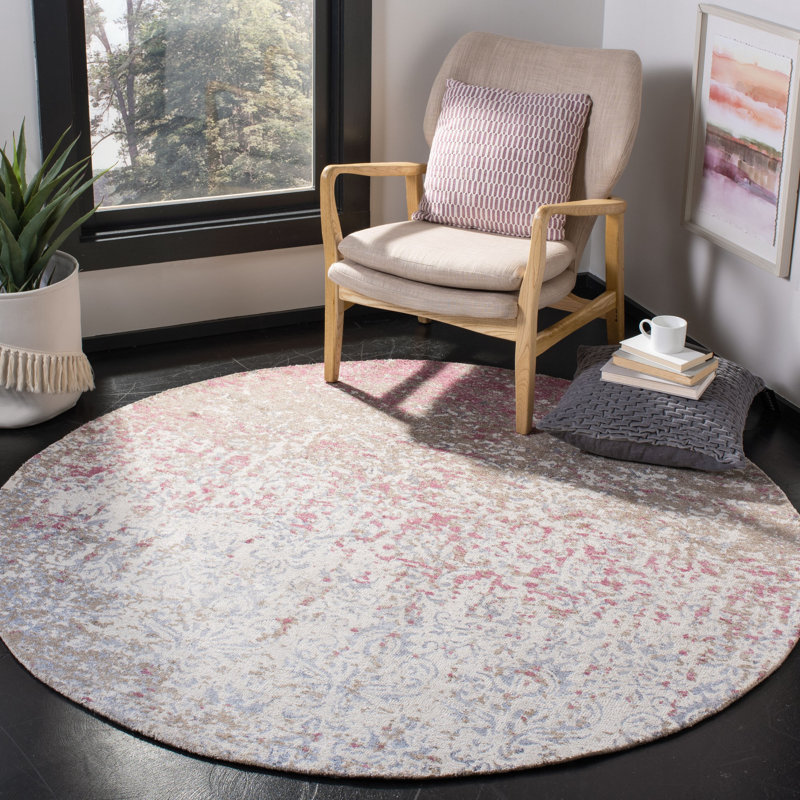 Stagner Hand Tufted Viscose Abstract Rug, Round 6'