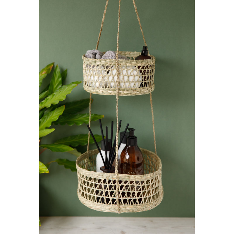 Natural Elements 2-Tier Natural Seagrass Hanging Storage