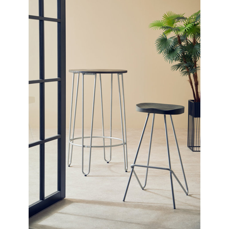 Counter Stool with Metal Frame, Brown/Silver