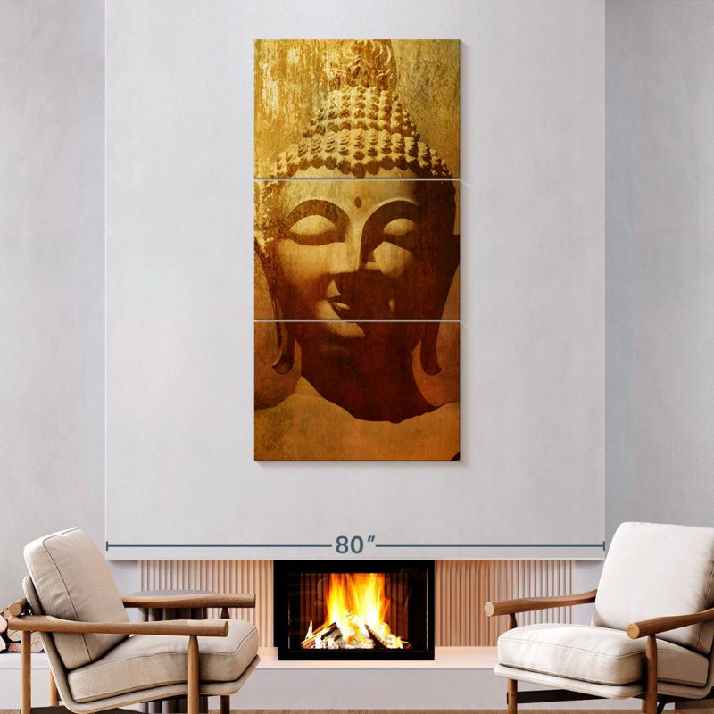 Tête de Bouddha antique, H 75 po x l 36 po