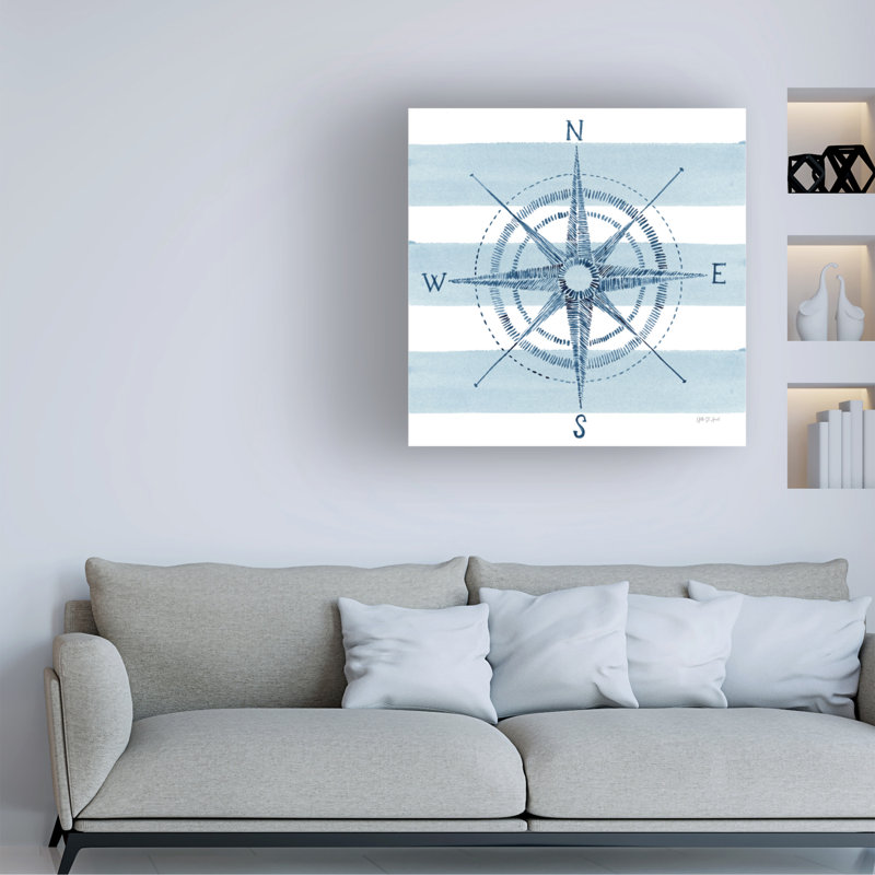 Art mural sur toile, boussole nautique «bolivette St. Amant», H 18 po x l 18 po