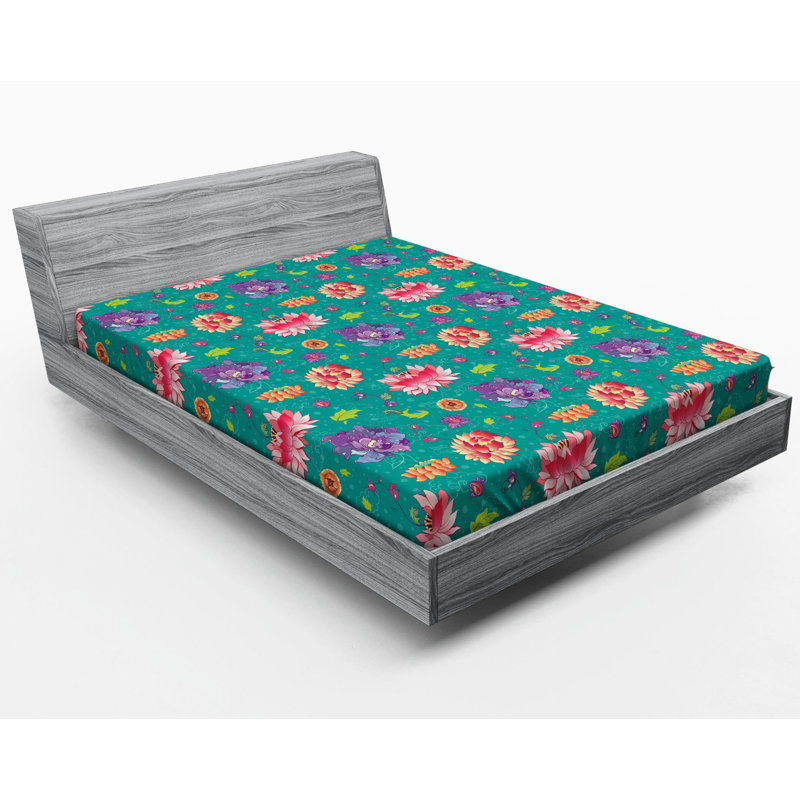 Microfiber Floral Fitted Sheet, Full Fitted Sheet