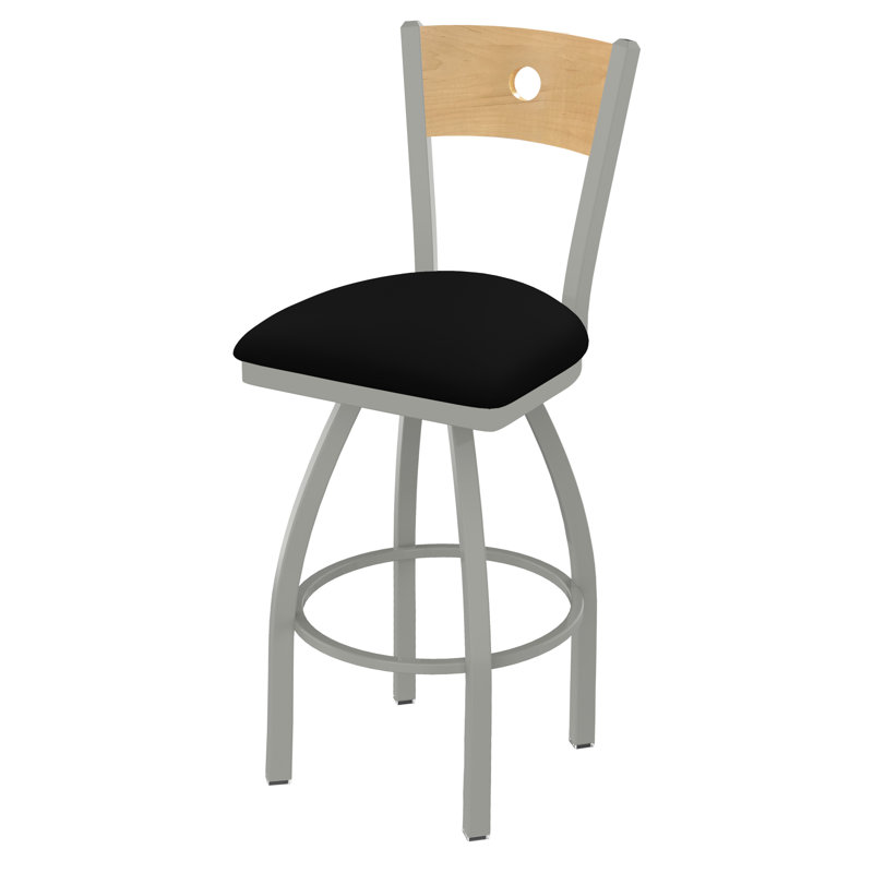 830 Voltaire Swivel Bar & Counter Stool, Natural Maple, Black Vinyl / Anodized Nickel Frame, Bar Stool (30" Seat Height)