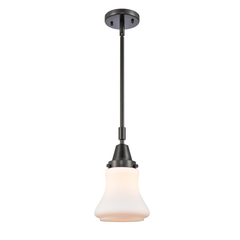 Luminaire suspendu en forme de cloche à 1 lumière Cahuilla, Blanc mat, Ampoule non incluse, Noir mat