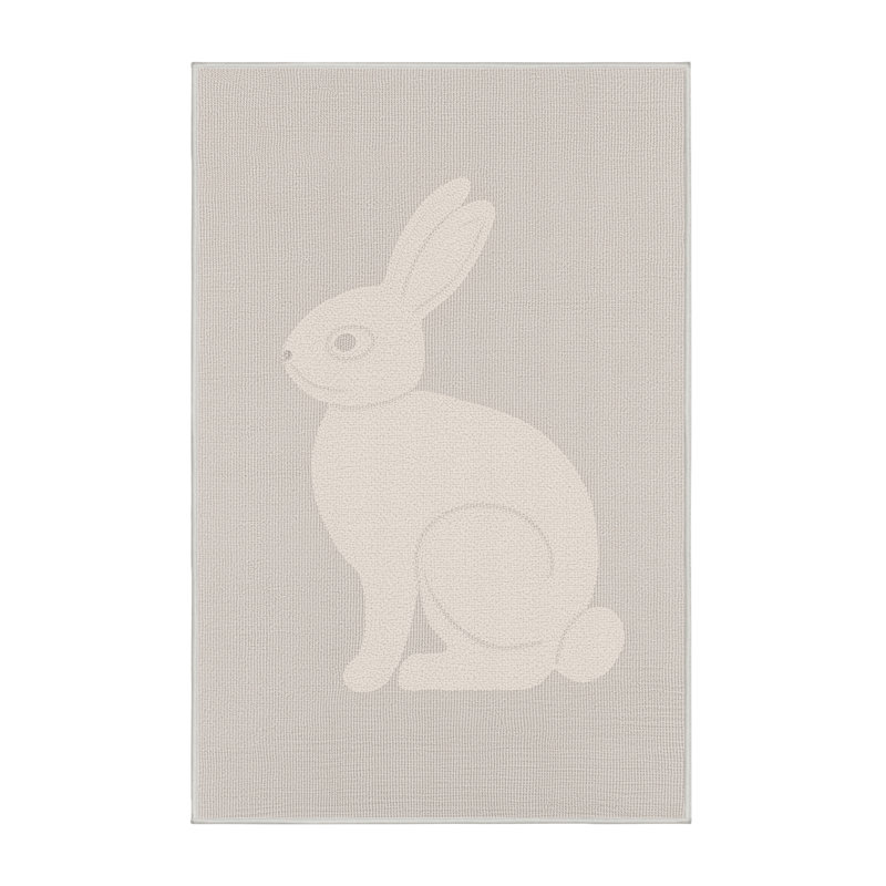 Tapis abstrait moelleux et moelleux à motif abstrait moderne et contemporain en beige, 4 x 6