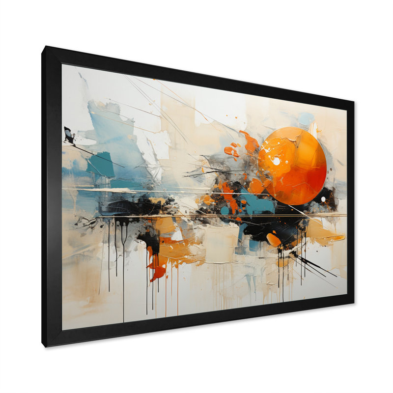 Teal Orange Bold Energy III - Dams, impressions sur toile, H 24 po x l 32 po x P 1 po, Cadre simple noir
