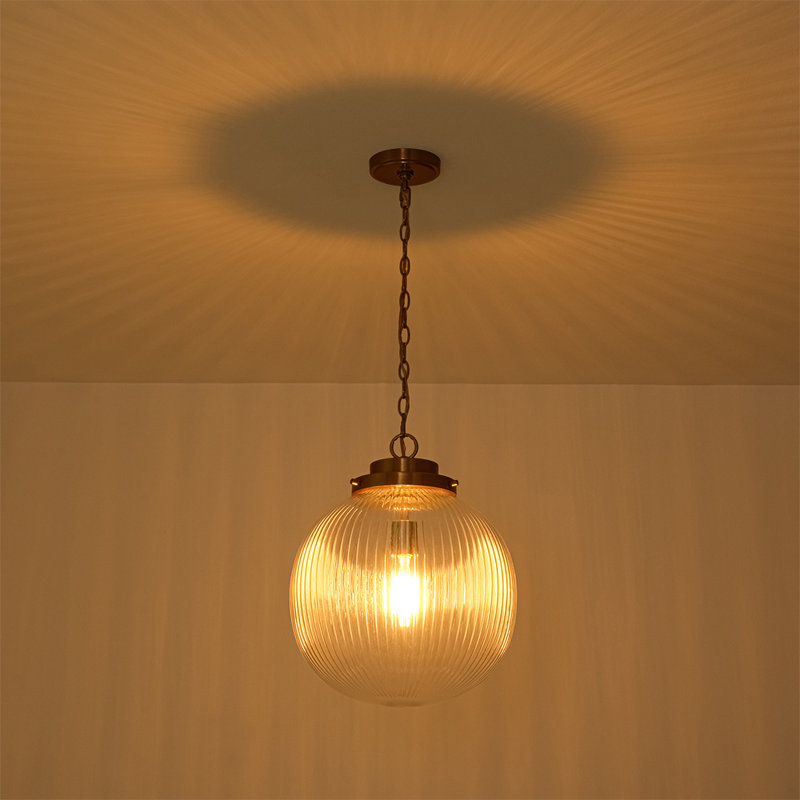 Luminaire suspendu sphère en verre 1 lumière, Brushed Brass