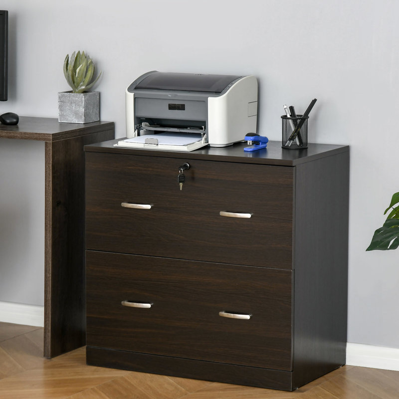 2 classeurs, finition noyer, avec serrure pour bureau à domicile, capacité de poids de 110 lb, l 29,17 po x P 16,5 po, H 27,87 po