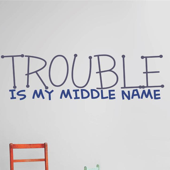Décalcomanie murale « difficulté is my middle name », Bleu, H 8 po x l 30 po x P 0,16 po