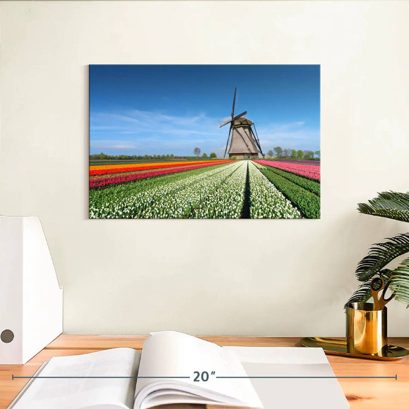 Alvord Windmill And Tulips, 8" H x 12" W
