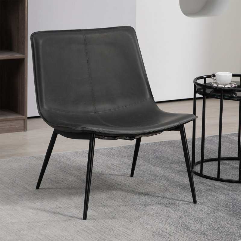 Chaise d'appoint de 25,6 po Khashayar, Similicuir gris