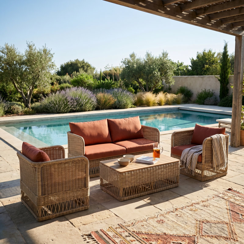 Ensemble de terrasse 4 pièces Destin Natural Sunbrella® - Play Adobe, Adobe Play, Brun
