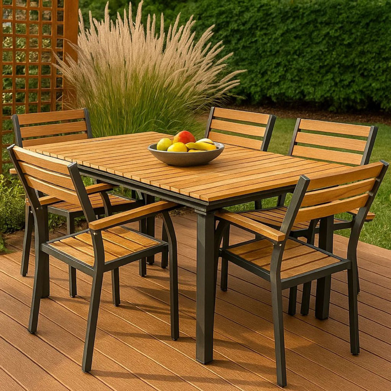 Cherisma Extendable Solid Wood Top Metal Base Dining Table