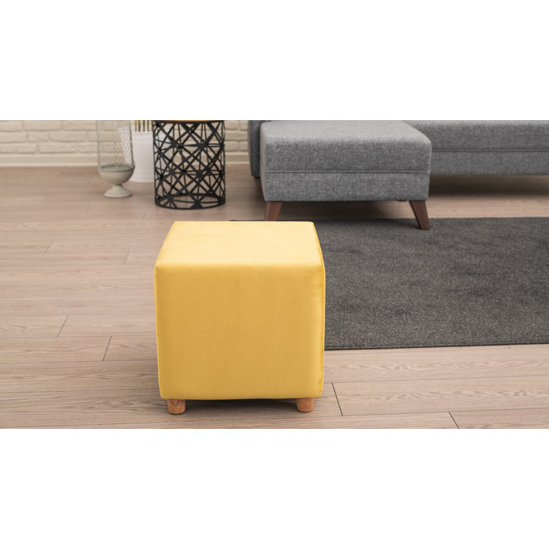 Repose-pieds carré 15,7 po Besednice, Mélange de polyester jaune