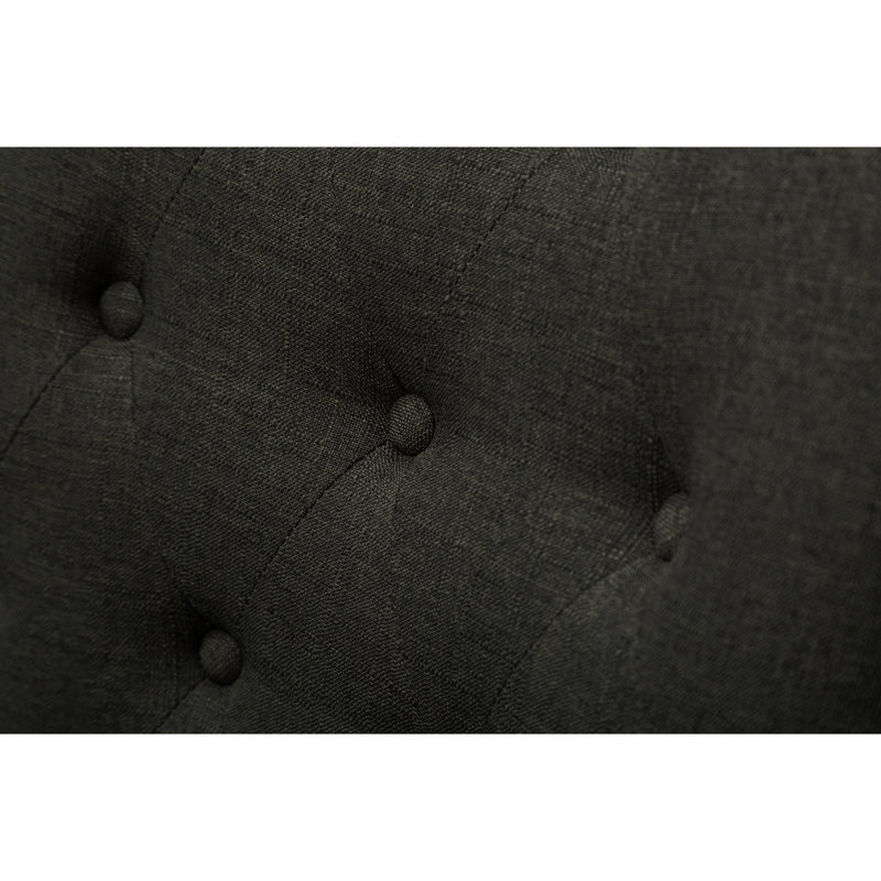 De 2 chaises de bureau à oreilles en bois massif brun clair à boutons - sièges professionnels, Gris anthracite