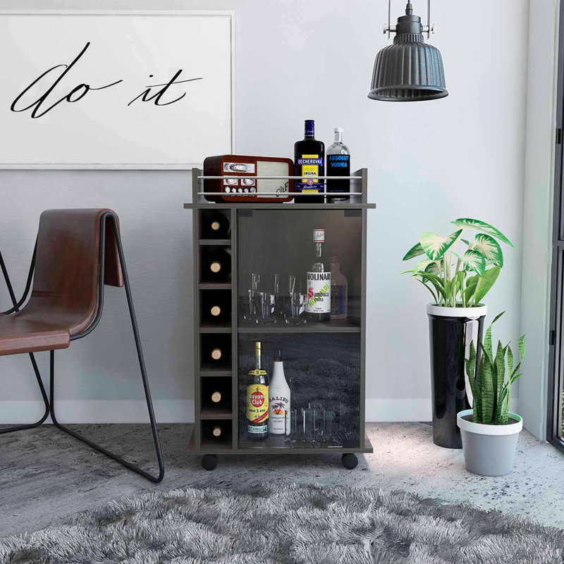 2-Drawer Nightstand Black and Dark Oak, Dark Oak