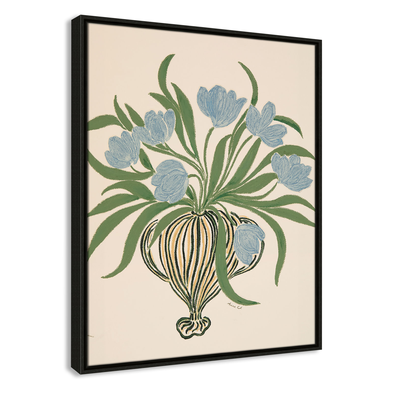 Colette "La Poire Blue Tulips" Print, 29.5" H x 23.5" W, Espresso