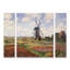 Ensemble de 3 panneaux - Claude Monet «Tulip Fields in Holland, 1886», art mural sur toile pour le salon, la chambre à coucher ou le bureau 