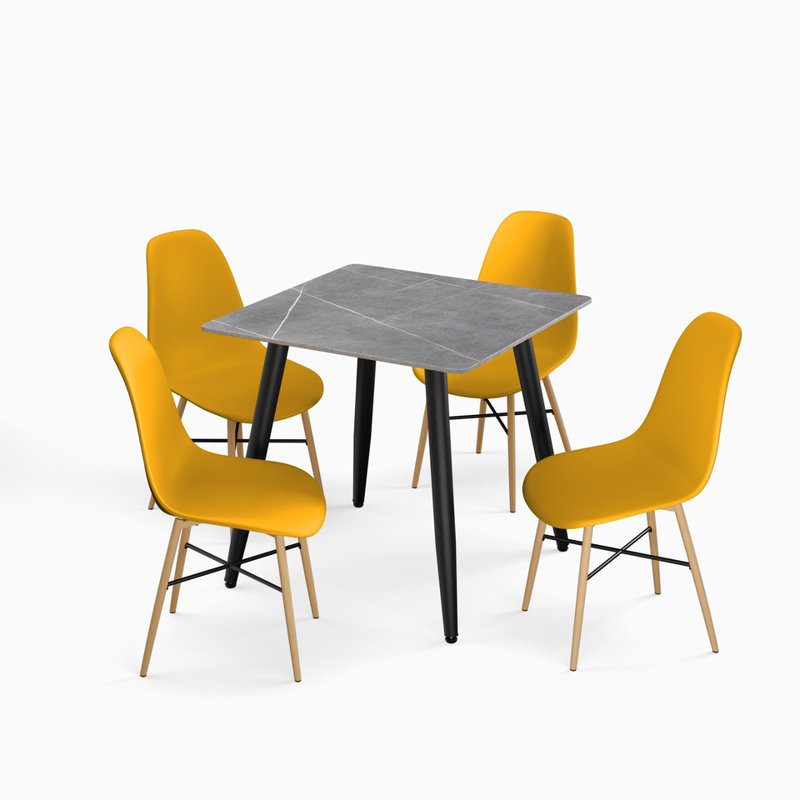 4 - Person Dining Set, Armani Grey, Yellow