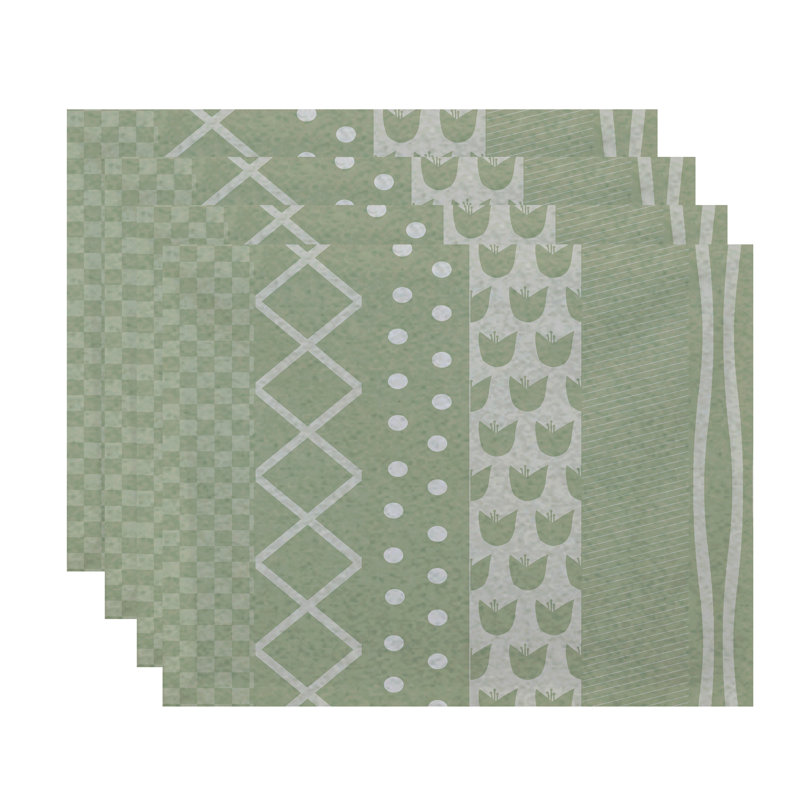 Josefa Polyester Geometric Rectangle Placemat, Green