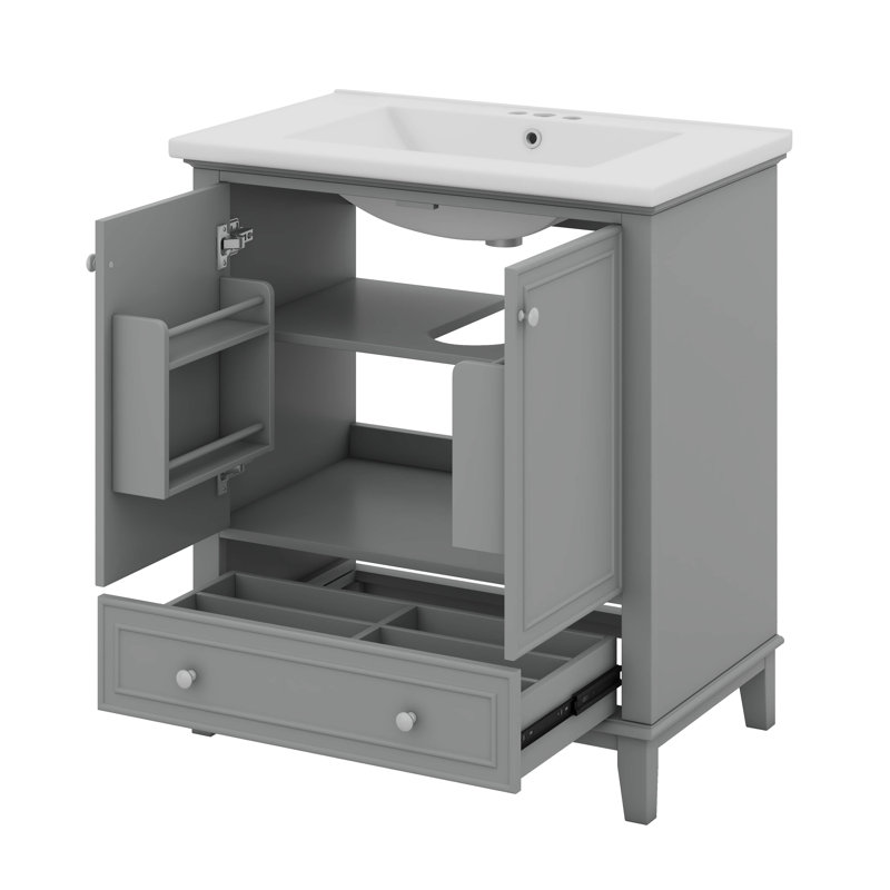 Ensemble de meuble-lavabo 30 po avec lavabo, portes et tiroir, Gris