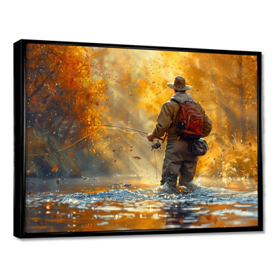 Autumn River Fishing - Hunting & Fishing Wall Art Print