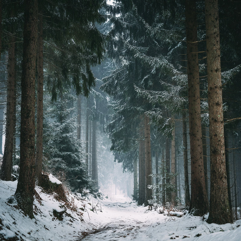 Art mural sur toile Frosted Evergreen Trail, 40 po x 40 po