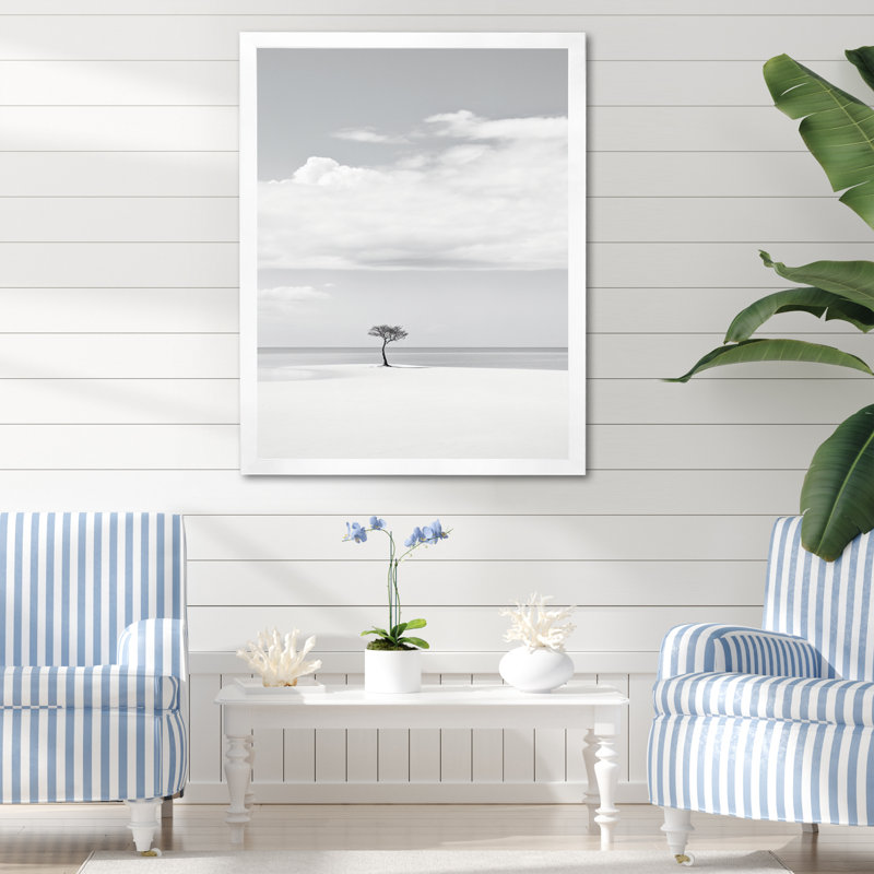 Noir et blanc, minimalisme, photo de plage VII - Art nautique et plage sur toile, H 40 po x l 30 po x P 1,5 po
