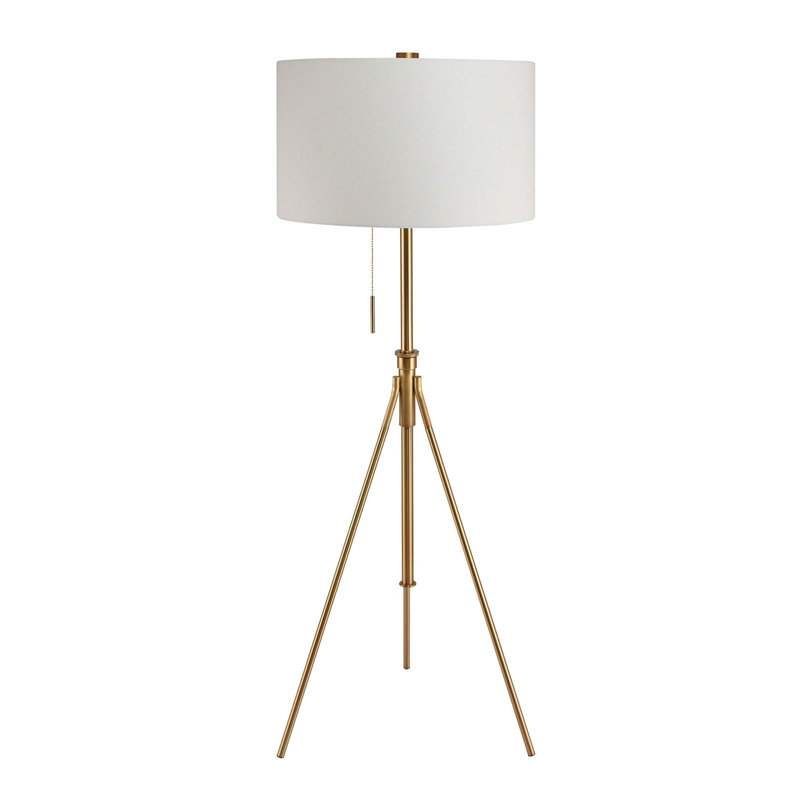 Vintage Look 1pc Floor Lamp, Brushed Gold