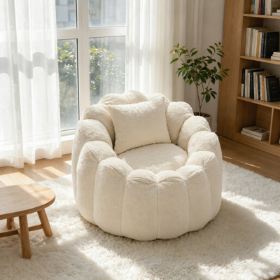 Pouf en forme de fleur comprimé, fauteuil de lecture surdimensionné pour adultes