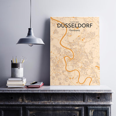 Impression sur carte de la ville de Dusseld