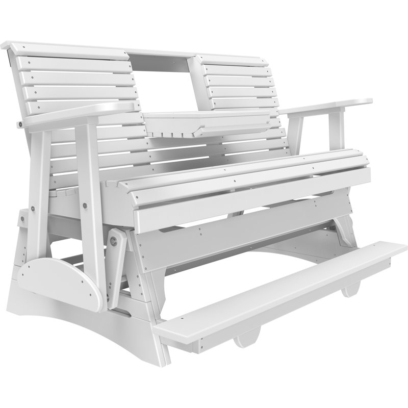 Banc d'extérieur coulissant en polywood, Blanc