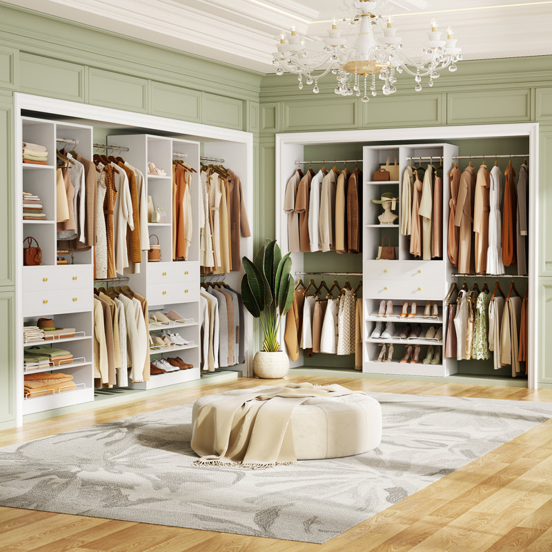 28" Wood Closet System with Drawers and Shelves, Reach-In Closet System for Closet, White