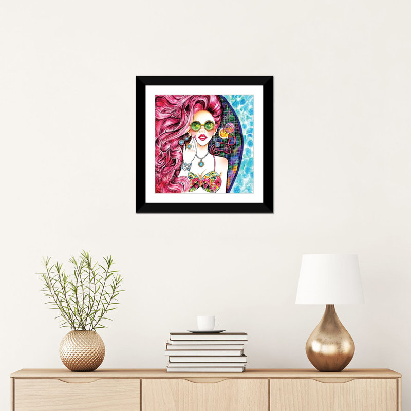 «Poolside Pink» par Sunny Gu - Estampe numérique sur toile tendue avec châssis, H 24 po x l 24 po x P 1 po, Blanc