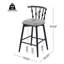 Tabouret de bar d'intérieur en bois Doria, finition noire avec revêtement gris, ensemble de 2