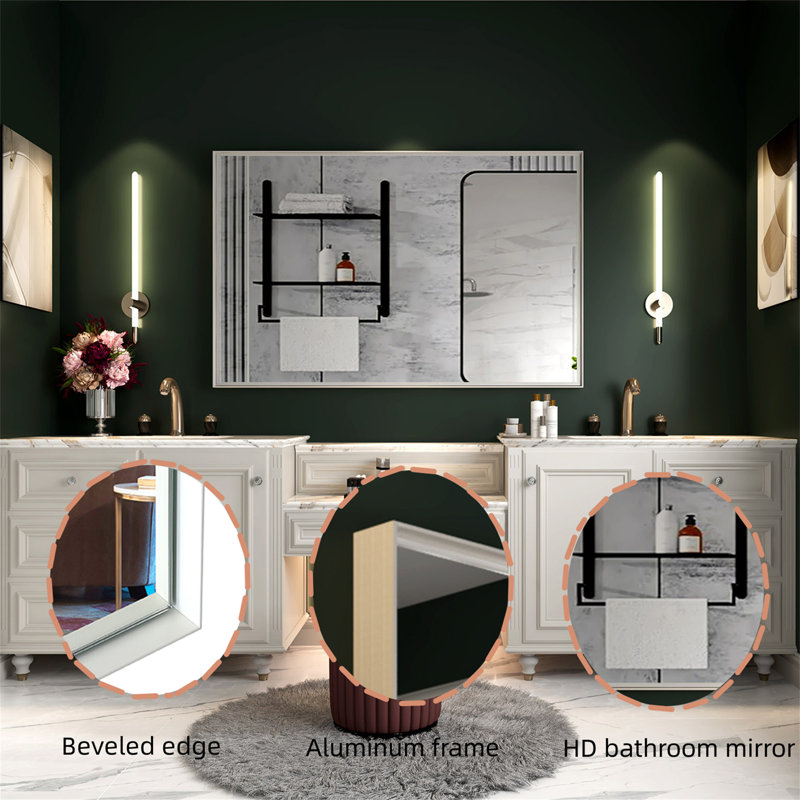 Miroir de salle de bain Bilan, 30 po x 40 po, Blanc