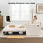 Pull Out Sofa Bed – 60" Convertible Sleeper Sofa Bed with USB Ports, Corduroy/Chenille Fabric Loveseat Chaise Lounge for Living Room, Guest Rooms, Ivory-108173680