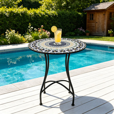 1 pièce, petite table d'appoint ronde florale, table à thé en fer avec balcon, table de coin décorative créative pour le salon intérieur