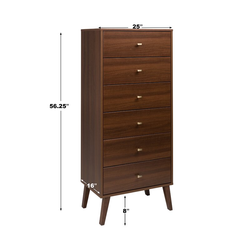 Mercury Row® Milo Mid Century Modern Tall Chest, 6-Drawer & Reviews ...