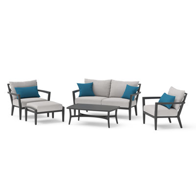 Ensemble de sièges de patio extérieur Sunbrella 5 pièces Venetia - Gris