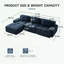 Canapé modulaire en L en velours côtelé avec siège profond et repose-pieds mobile-739909101-739909089