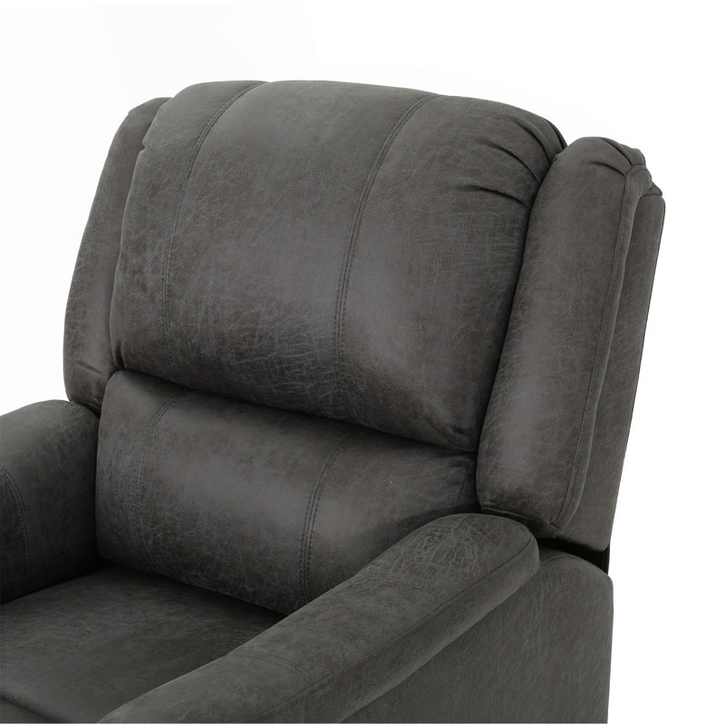 Comfortable Manual Reclining Chair With Swivel Function For Relaxation, Slate Microfiber