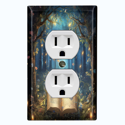 Magical Ancient Book Forest Butterfly 1 - Gang Duplex Outlet Standard Wall Plate