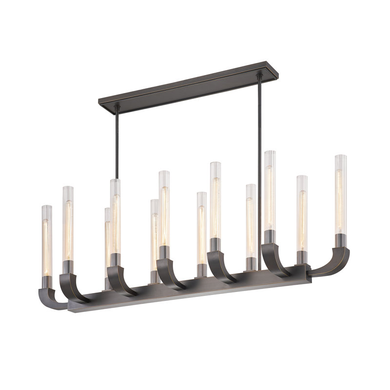 Flute 12 - Light Pendant, Ribbed Glass/Urban Bronze