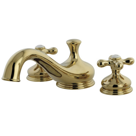 Robinet de baignoire romaine à deux poignées à fixation sur le comptoir à 3 trous Kingston Brass, Laiton poli