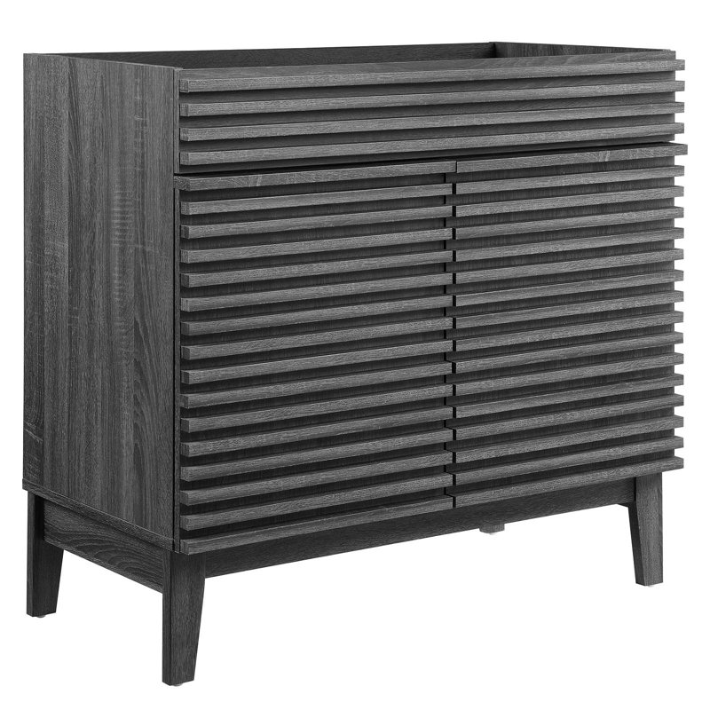 Charcoal 35" MDF and Particleboard Mid-Century Modern Bathroom Vanity