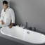 Robinet de baignoire romaine monocommande à fixation sur le comptoir avec valve