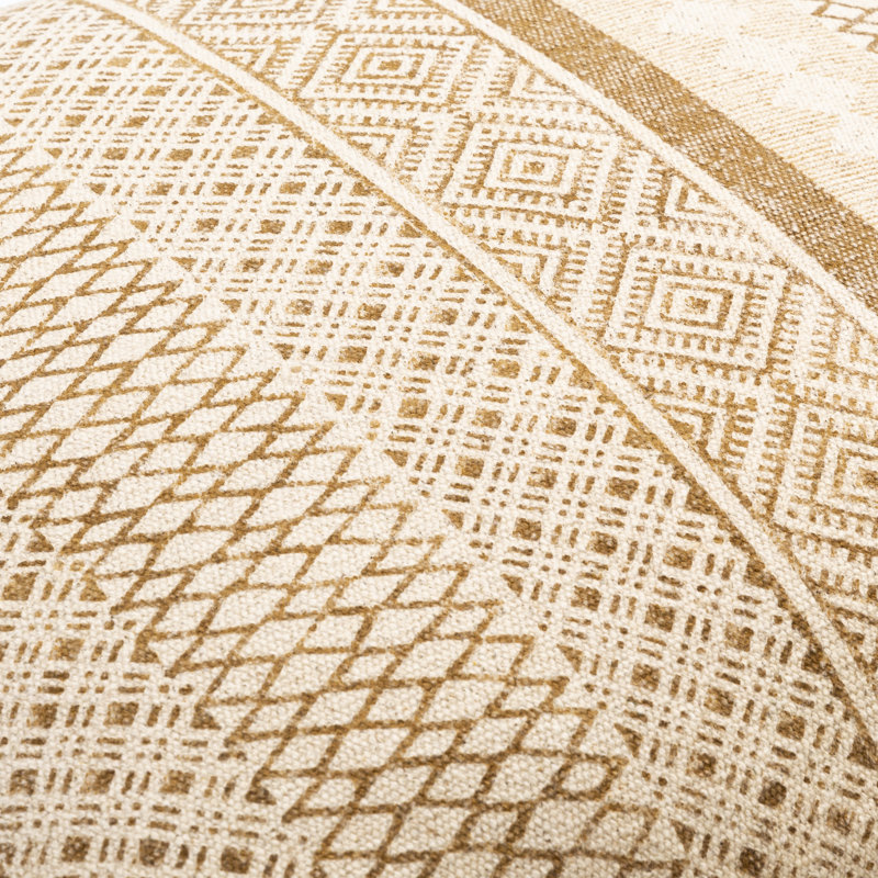 Oreiller carré 100% coton Zetta, 22 po x 22 po, Housse de coussin seulement - sans coussin, Beige clair / brun clair