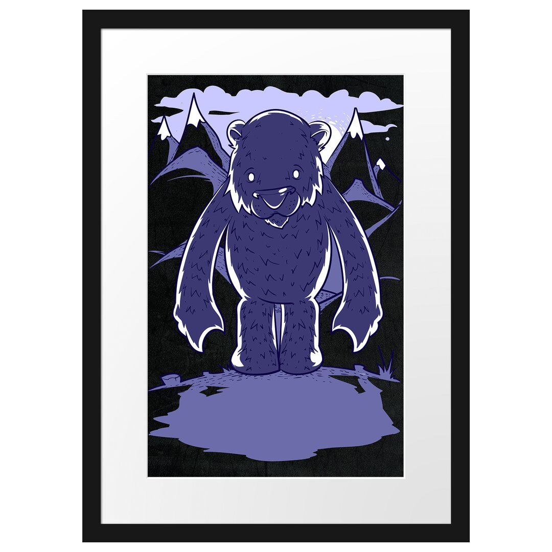 Gerahmtes Poster Purple Bear Black