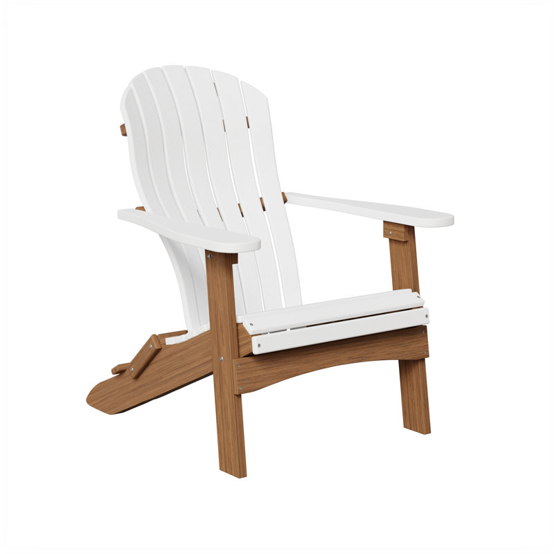 Berlin Gardens Contour Folding Adirondack Chair, White with Antique Mahogany